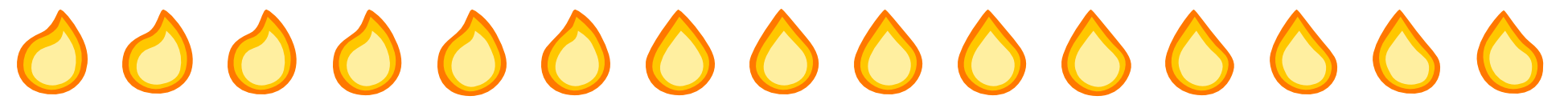 Example sprite sheet with frames of a flame animation, in a horizontal line.